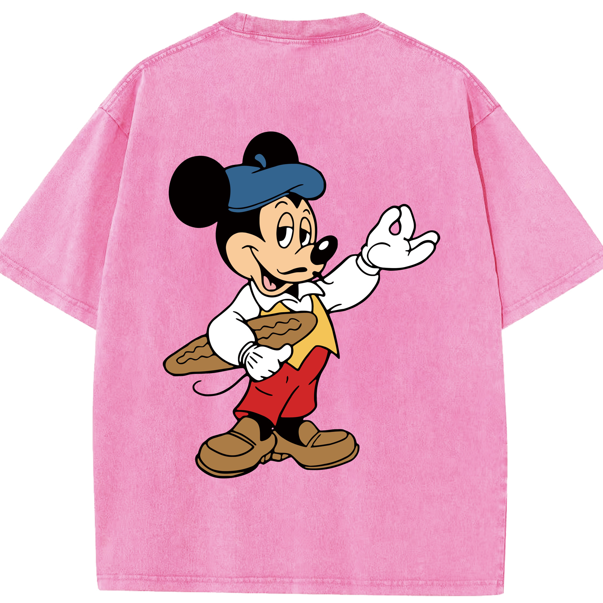 （画像用） ミッキーマウス Mickey Mouse 綿100% ヴィンテージ風 半袖Tシャツ（背面プリント）